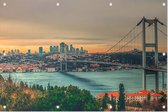 Panoramisch beeld van de Bosporusbrug in Istanbul - Foto op Tuinposter - 150 x 100 cm