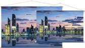 Uitzicht op de skyline van Abu Dhabi bij zonsondergang - Foto op Textielposter - 45 x 30 cm