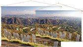 Zicht op downtown Los Angeles vanaf het Hollywood Sign - Foto op Textielposter - 45 x 30 cm