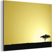 Wanddecoratie Metaal - Aluminium Schilderij Industrieel - Een illustratie van een Afrikaanse Safari als achtergrond - 40x30 cm - Dibond - Foto op aluminium - Industriële muurdecoratie - Voor de woonkamer/slaapkamer