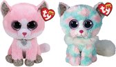 Ty - Knuffel - Beanie Buddy - Fiona Pink Cat & Opal Cat