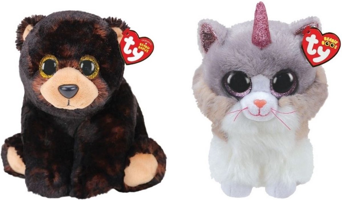 Ty - Knuffel - Beanie Buddy - Kodi Bear & Asher Cat