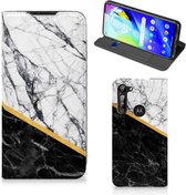 GSM Hoesje Motorola Moto G8 Power Mobiel Case Marble White Black