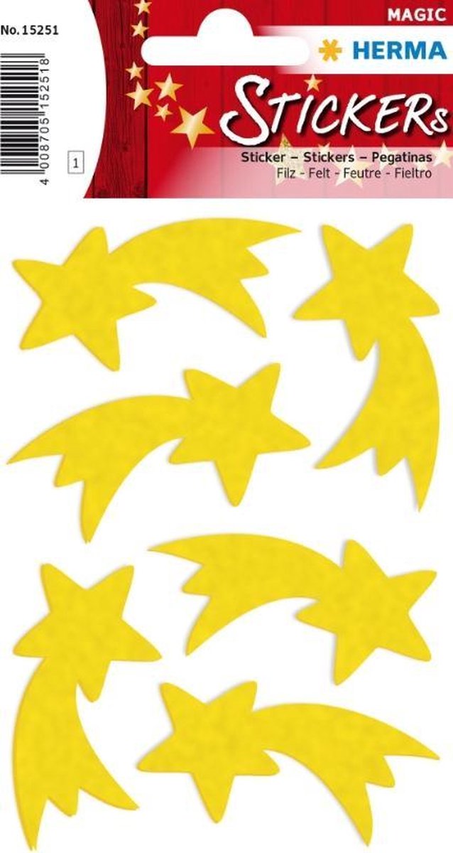 Stickers kerstster, vilt geel