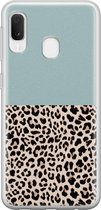 Leuke Telefoonhoesjes - Hoesje geschikt voor Samsung Galaxy A20e - Luipaard mint - Soft case - TPU - Luipaardprint - Blauw