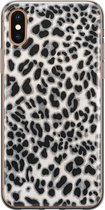 Leuke Telefoonhoesjes - Hoesje geschikt voor iPhone Xs - Luipaard grijs - Soft case - TPU - Luipaardprint - Grijs