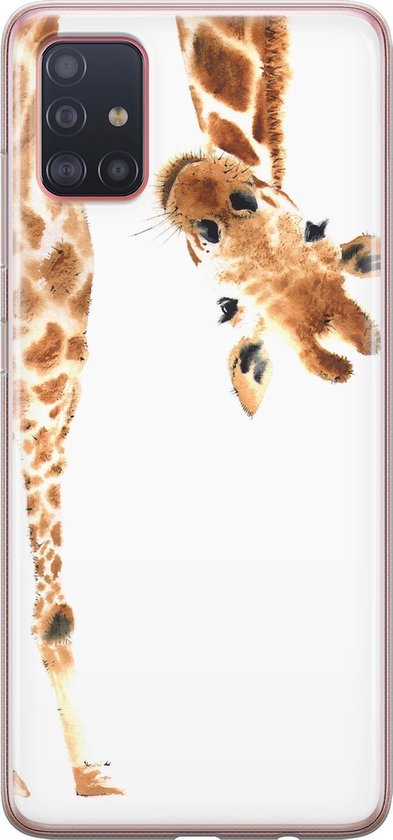 Leuke Telefoonhoesjes - Hoesje geschikt voor Samsung Galaxy A71 - Giraffe - Soft case - TPU - Bruin