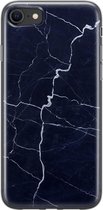 iPhone 8/7 hoesje siliconen - Marmer Navy - Soft Case Telefoonhoesje - Marmer - Transparant, Blauw