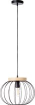 BRILLIANT Sorana hanglamp 1-vlams zwart / houtkleur binnenverlichting, hanglampen | 1x A60, E27, 40W, geschikt voor normale lampen (niet inbegrepen) | A ++ | Hout uit duurzame bosbouw (FSC)