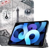 Hoes Geschikt voor iPad Air 2020 Hoes Book Case Hoesje Trifold Cover - Hoesje Geschikt voor iPad Air 4 2020 Hoesje Bookcase - Eiffeltoren