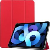 Hoes Geschikt voor iPad Air 2020 Hoes Book Case Hoesje Trifold Cover - Hoesje Geschikt voor iPad Air 4 2020 Hoesje Bookcase - Rood