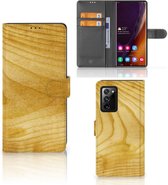 GSM Hoesje Geschikt voor Samsung Galaxy Note20 Ultra Wallet Book Case Licht Hout