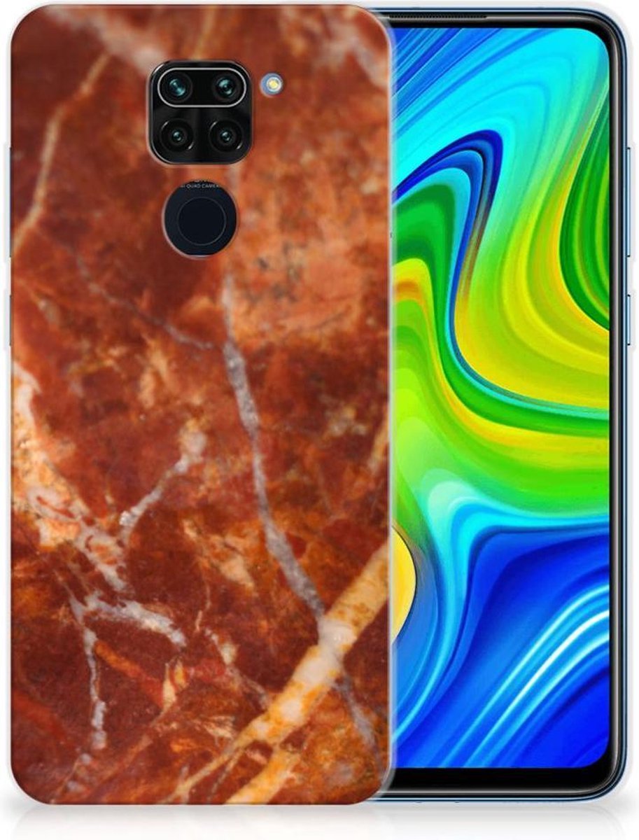 TPU Hoesje voor Xiaomi Redmi Note9 TPU Siliconen Hoesje Marmer Bruin