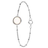Lucardi Dames Armband Gemstone rose quartz - Echt Zilver - Armband - Cadeau - 19 cm - Zilverkleurig