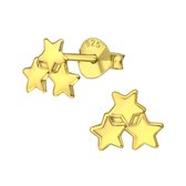 Oorbellen dames | Oorstekers | Gold plated oorstekers, drie sterren | WeLoveSilver