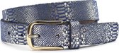 Blauwe dames riem met gouden gesp 3 cm breed - Blauw met Goud - Casual - Echt Leer - Taille: 100cm - Totale lengte riem: 115cm
