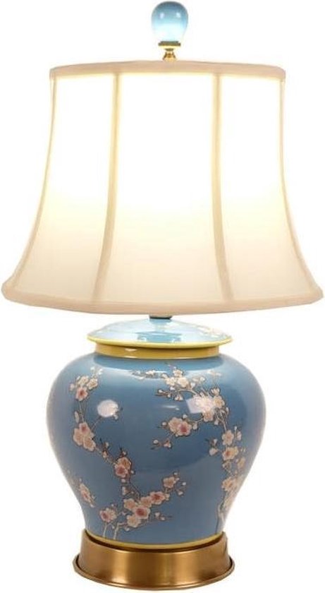 Fine Asianliving Lampe de table orientale Porcelaine Pot de gingembre peint à la main Blauw