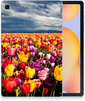 Tablet Hoes Geschikt voor Samsung Galaxy Tab S6 Lite | Tab S6 Lite 2022 Fotohoesje Super als Moederdag Cadeau Tulpen met transparant zijkanten