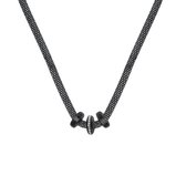 Stalen ketting mesh blackplated met kristal