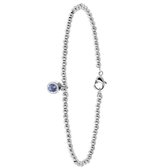 Lucardi Dames Armband bol/rond light sapphire kristal - Staal - Armband - Cadeau - 19 cm - Zilverkleurig