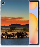 Cover Samsung Galaxy Tab S6 Lite | Tab S6 Lite 2022 Silicone Back Cover met Foto Olifanten met transparant zijkanten