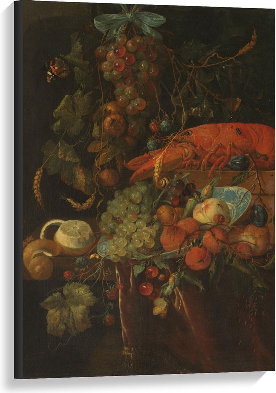 Canvas  - Oude meesters - Stilleven: vruchten en kreeft, Jan Davidsz. de Heem - 60x90cm Foto op Canvas Schilderij (Wanddecoratie op Canvas)