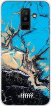 Samsung Galaxy A6 Plus (2018) Hoesje Transparant TPU Case - Blue meets Dark Marble #ffffff