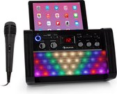 Karaoke set - Auna DiscoFever 2.0 karaoke set met CD+G, Bluetooth, microfoon met echo, tablet en telefoon houder en dansende disco LED's - Zwart