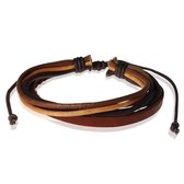 LGT Jewels armband Verstelbaar Touw Leer Bruin