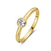 New Bling 9NB 0526-56 Zilveren Ring Dames - Zirkonia - 4mm - Solitair - Maat 56 - Goudkleurig