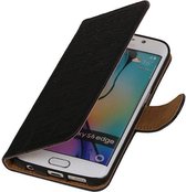 Wicked Narwal | Croco bookstyle / book case/ wallet case Hoes voor Samsung Galaxy S6 Edge G925 Zwart