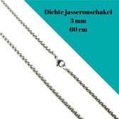 Jasseron ketting - Staal -zilverkleurig - 60 cm - 3mm