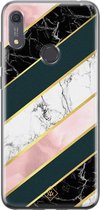 Huawei Y6 (2019) hoesje siliconen - Marmer strepen | Huawei Y6 (2019) case | multi | TPU backcover transparant