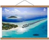 Schoolplaat – Bovenaanzicht Eiland Malediven - 60x40cm Foto op Textielposter (Wanddecoratie op Schoolplaat)