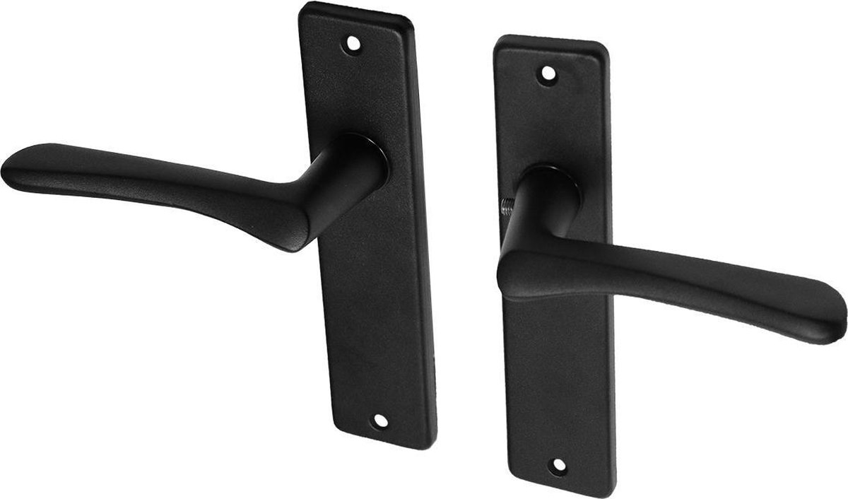 Zwarte deurklinken met blind schild aluminium vlindermodel | Per Set