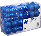 relaxdays Lot de 100 boules de Noël - Décorations de Noël - Décorations pour sapin de Noël - plastique bleu