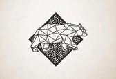 Line Art - Ijsbeer 2 met achtergrond - L - 82x89cm - Zwart - geometrische wanddecoratie