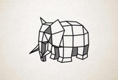 Line Art - Olifant 2 - L - 82x106cm - Zwart - geometrische wanddecoratie