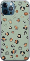 iPhone 12 Pro hoesje siliconen - Luipaard baby leo - Soft Case Telefoonhoesje - Luipaardprint - Transparant, Blauw