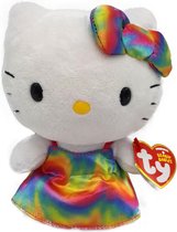 Ty Beanies Baby - Hello Kitty - Pluche Knuffel (rainbow jurkje) - 15 cm
