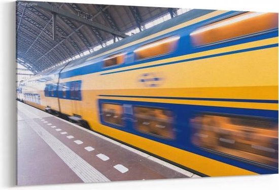 - Snel rijdende trein in Amsterdam Centraal Station — 100x70 cm bol.com