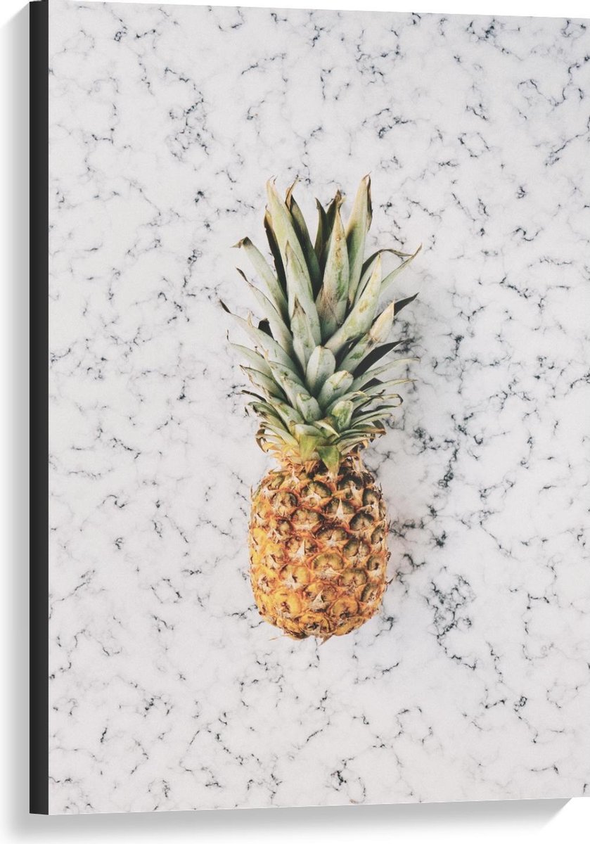 Canvas - Ananas op Marmer Achtergrond - 60x90cm Foto op Canvas Schilderij (Wanddecoratie op Canvas)