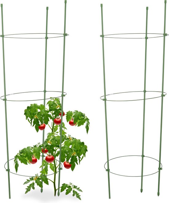 Relaxdays plantensteun tomaten - set 2 stuks klimplantensteun - rankhulp - tomatentoren | bol.com