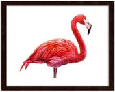 Foto in frame Getekende roze flamingo II, 3 maten, Premium print