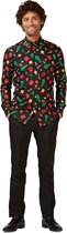 OppoSuits SHIRT LS Christmas Icons Black - Heren Overhemd - Kerstshirt - Zwart - Maat XS