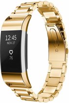 Stalen Smartwatch bandje - Geschikt voor  Fitbit Charge 2 stalen band - goud - Horlogeband / Polsband / Armband