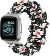Bandje Voor Fitbit Versa Nylon Scrunchie Band - Bloemen (Veelkleurig) - Maat: ML - Horlogebandje, Armband