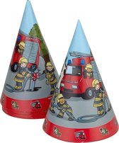 Tib Feesthoedjes Brandweermannen 15 Cm Karton Rood 8 Stuks