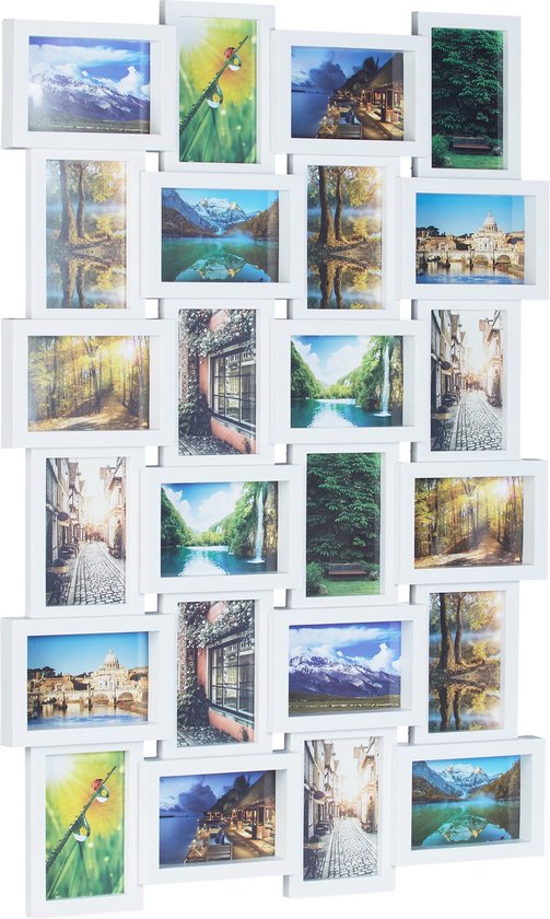 cadre photo relaxdays pour 24 photos - collage photo - galerie photo - collage - 59 x 86 cm blanc