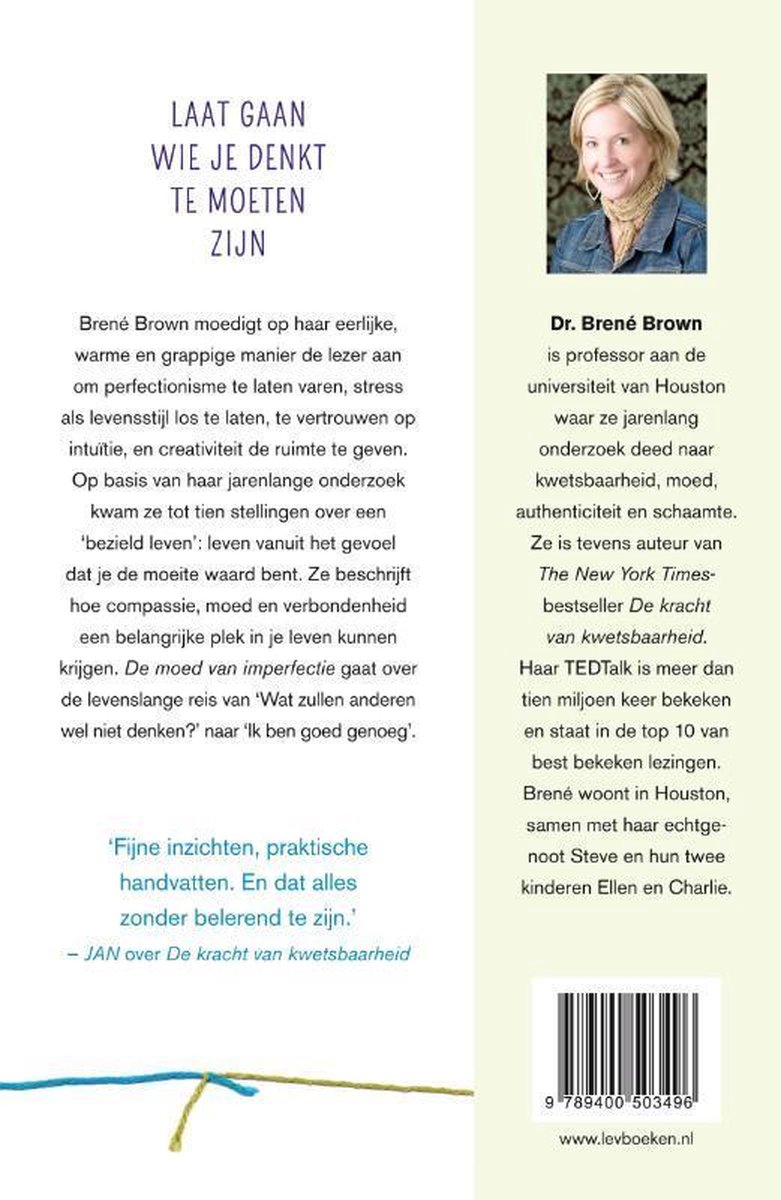 De moed van imperfectie - back cover